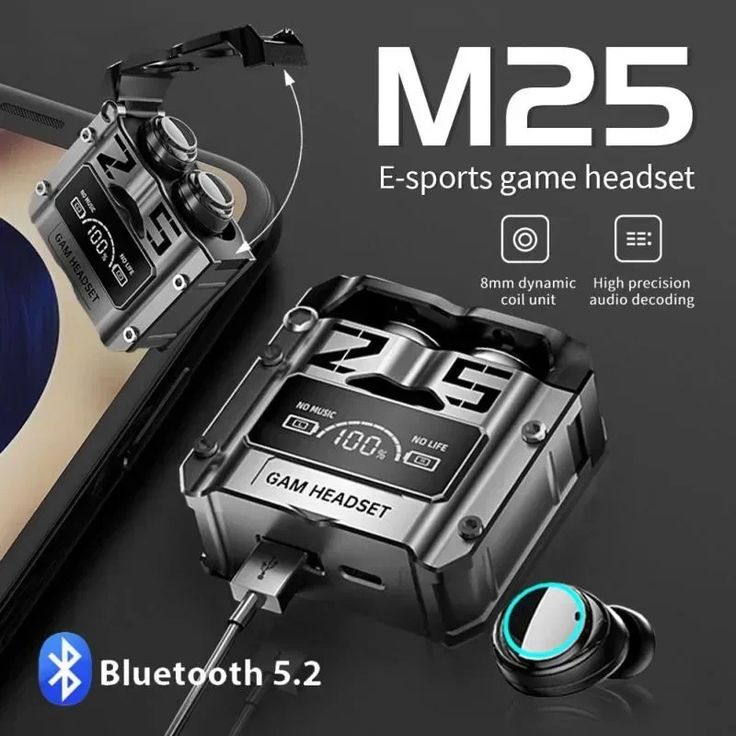 M25 Pro Gaming TWS Earbuds with LED Display & Power Bank Case