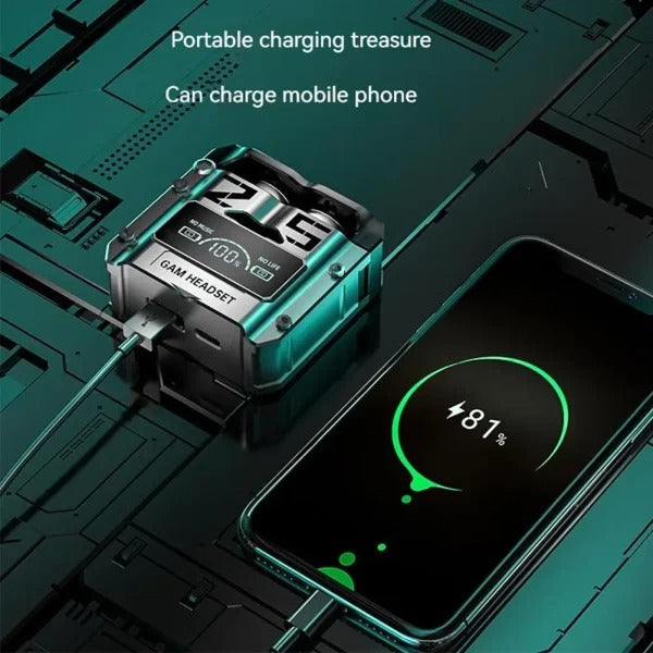 M25 Pro Gaming TWS Earbuds with LED Display & Power Bank Case